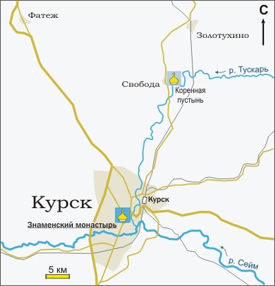 Коренная пустынь курск карта